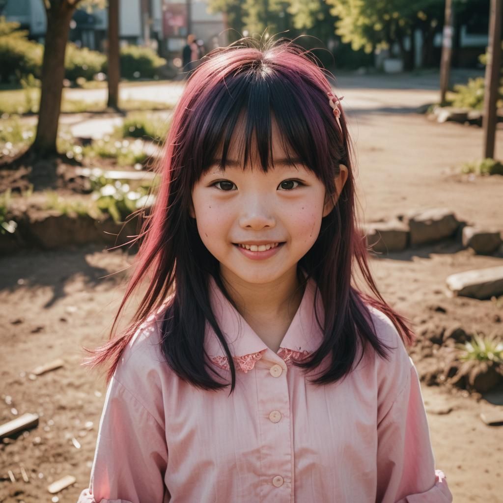 Charming Portrait of Japanese Girl with Rosy Cheeks