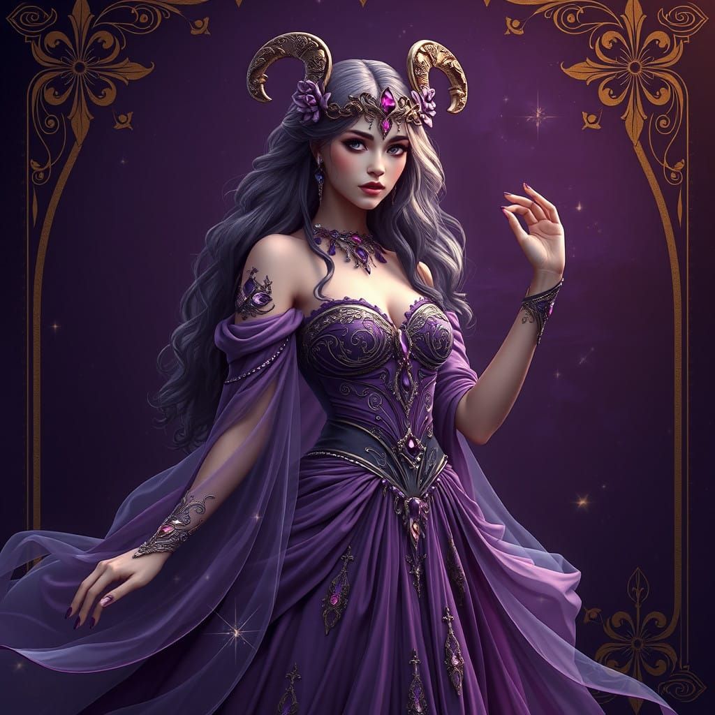 Mystical Virgo Maiden in Luxurious Purple