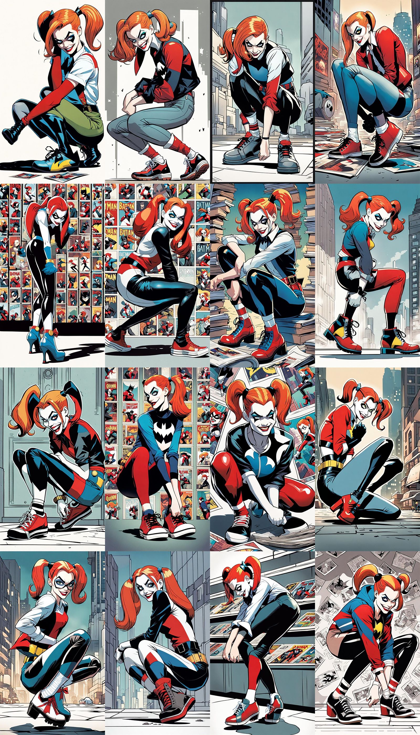 Ginger Harley Quinn Bending Over: Comic Book Art