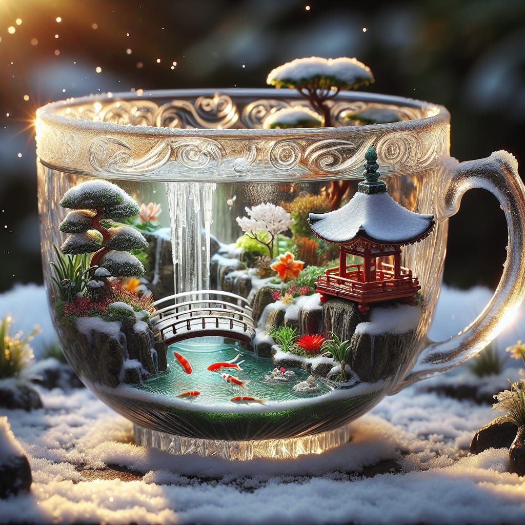 Winter Garden in Japanese Teacup