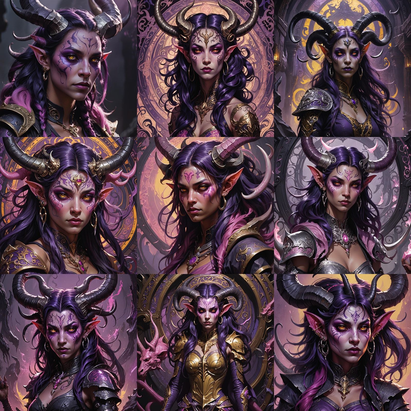 Tiefling with Ram Horns, Hyperdetailed Dark Fantasy Art