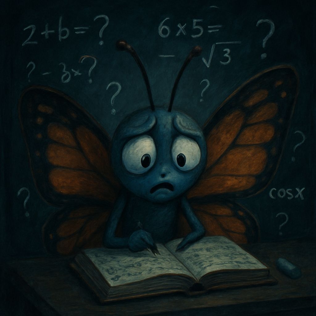 Confused Butterfly Doing Math with Cold Lighting