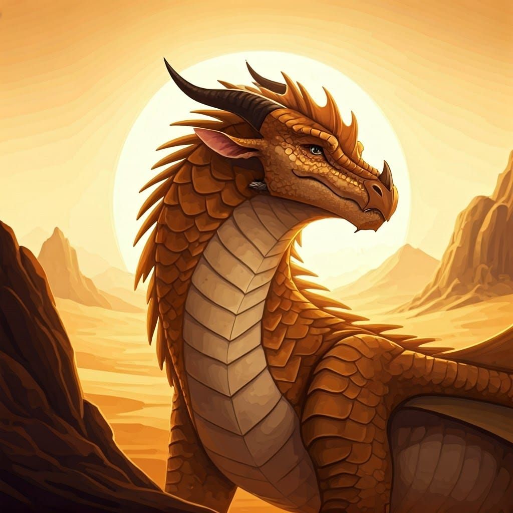 Majestic SandWing Dragon in Regal Desert Splendor