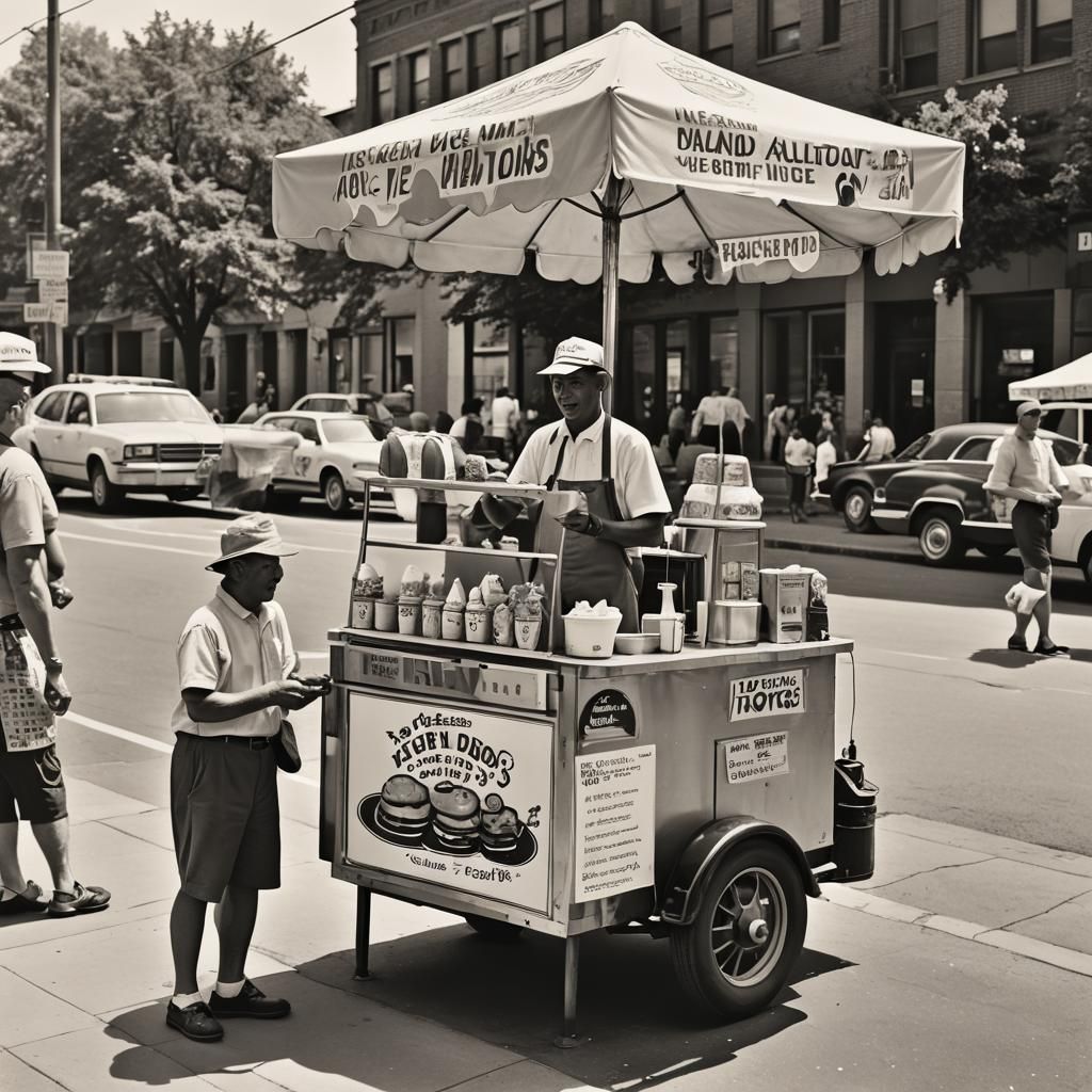 Ice Cream Cone Man Selling Hotdogs