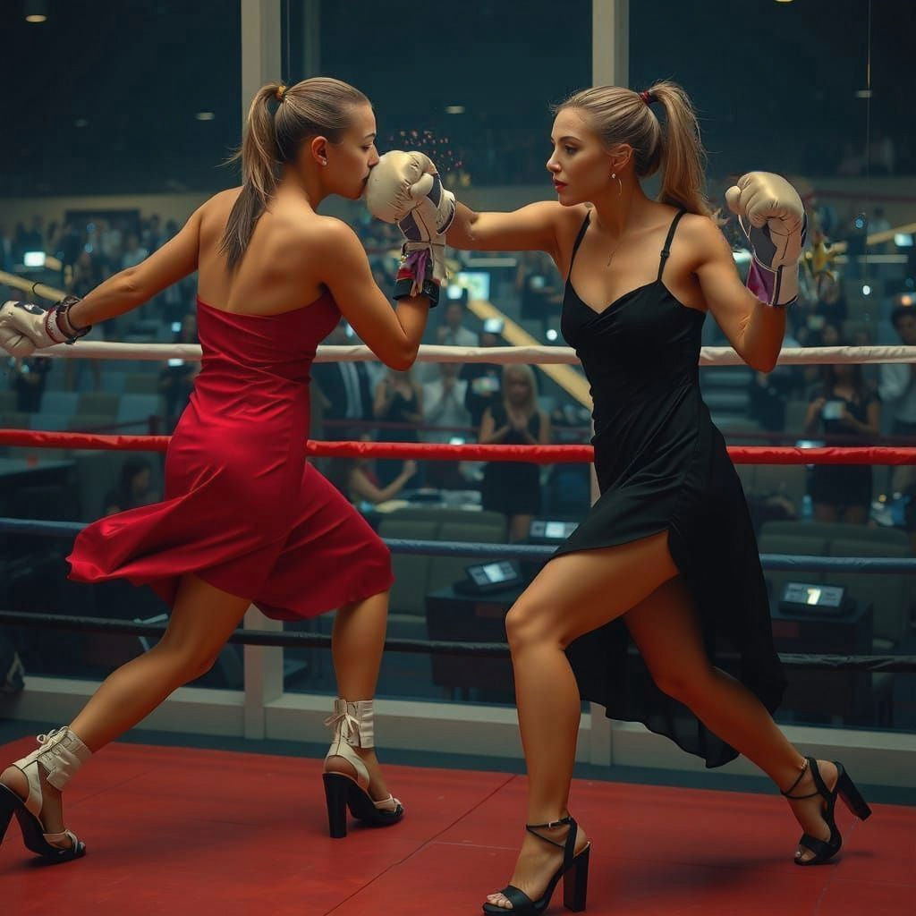 Fierce Female Boxers Clash in High-Heel Boxing Match