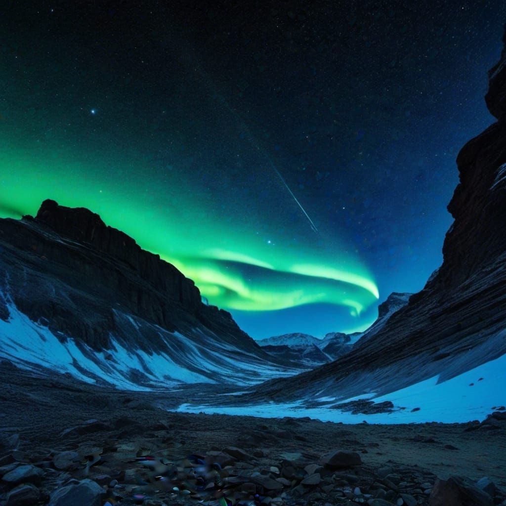 UV-Reactive Desert Ghost Town with Aurora