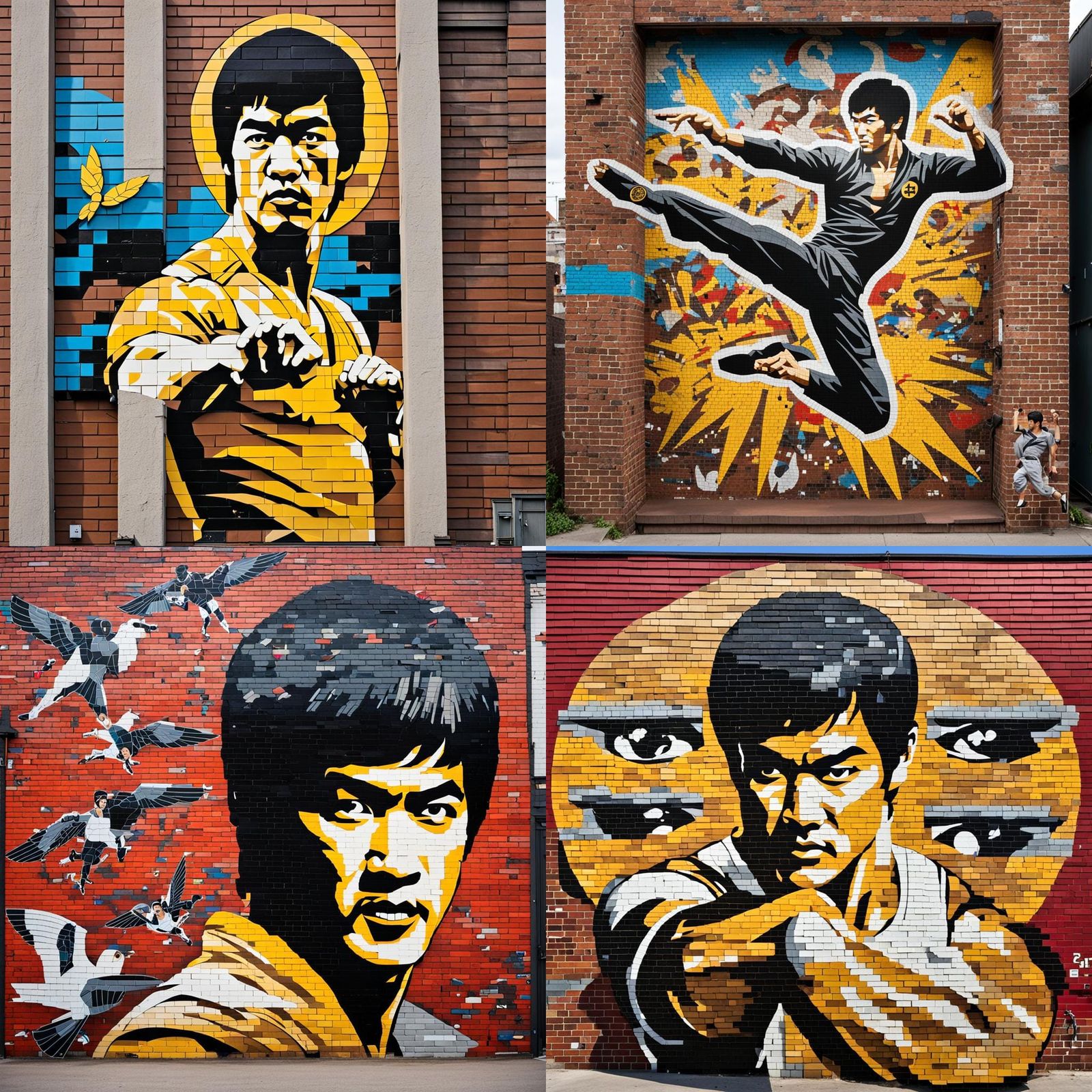 Bruce Lee Graffiti Mosaic Street Art