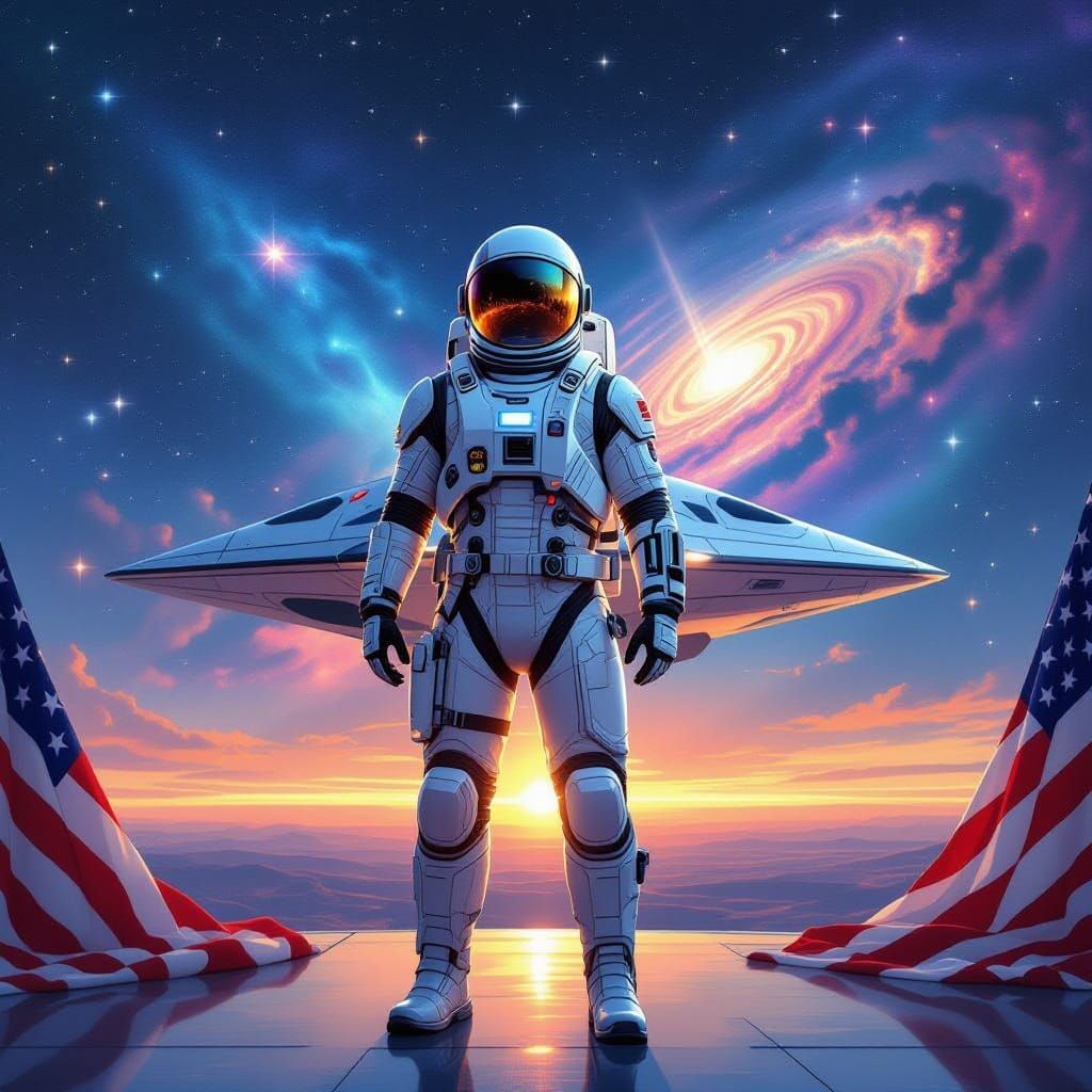 US Space Force Astronaut Stands Heroically in Futuristic Gal...