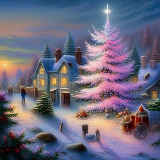 Glittering Christmas Tree in Ethereal Fantasy Style
