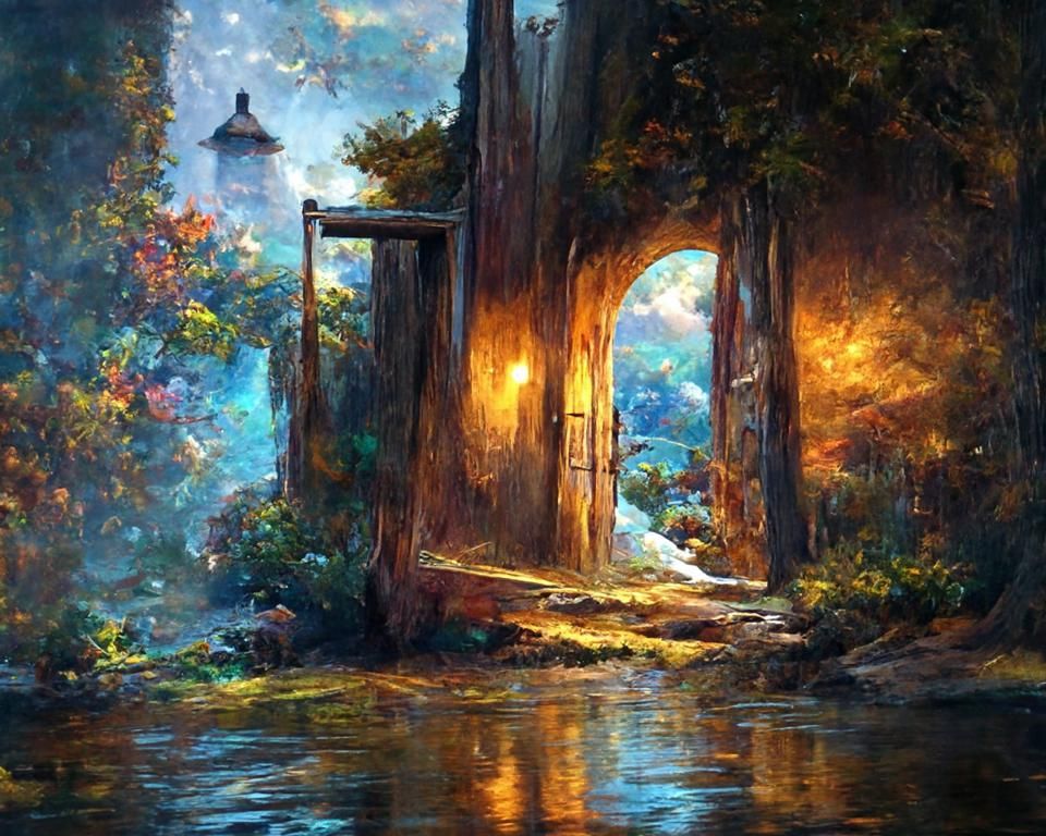 Ethereal Celestial Landscape Oil Painting