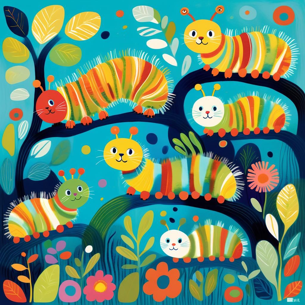 Adorable Caterpillar in Impressionistic Style
