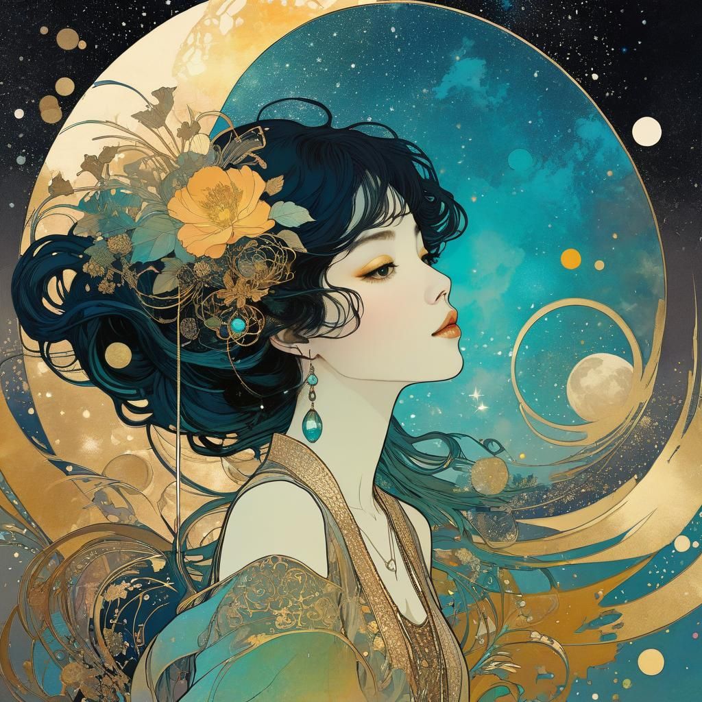 Spectrum Cosmic Serenade in Art Nouveau Style