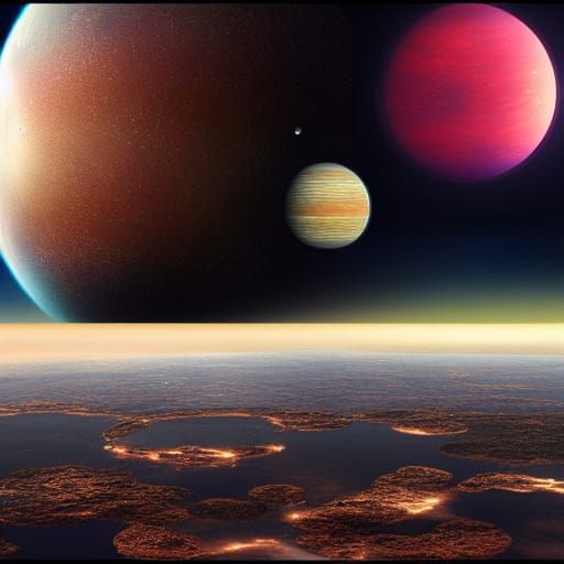 Epic Cosmic Planet Digital Matte Painting