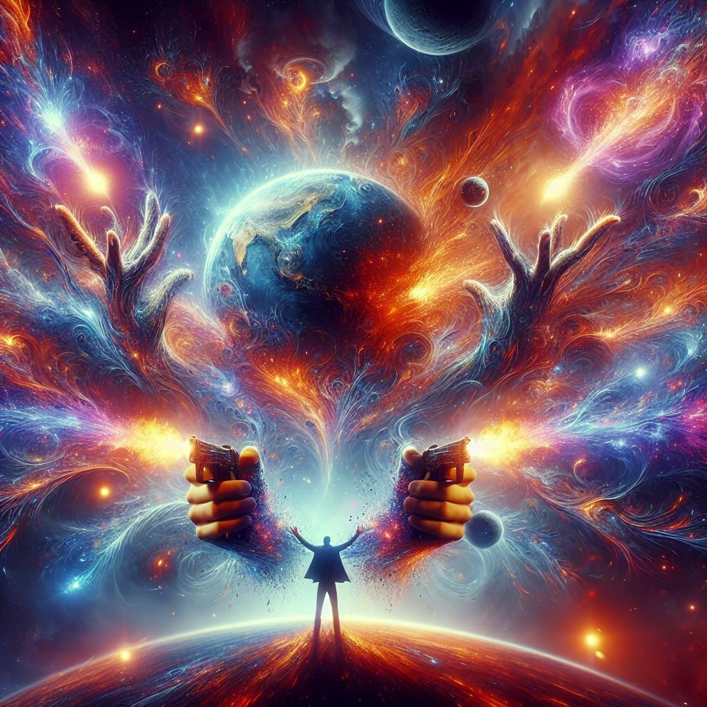 Epic Love Explosion in Vibrant Cosmic Colors