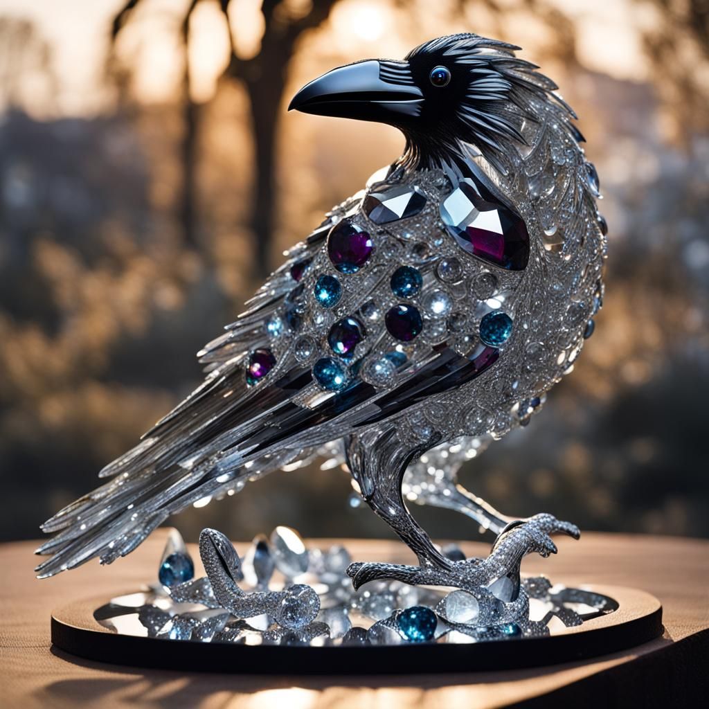 Diamond Raven in Flight: A Crystalline Masterpiece