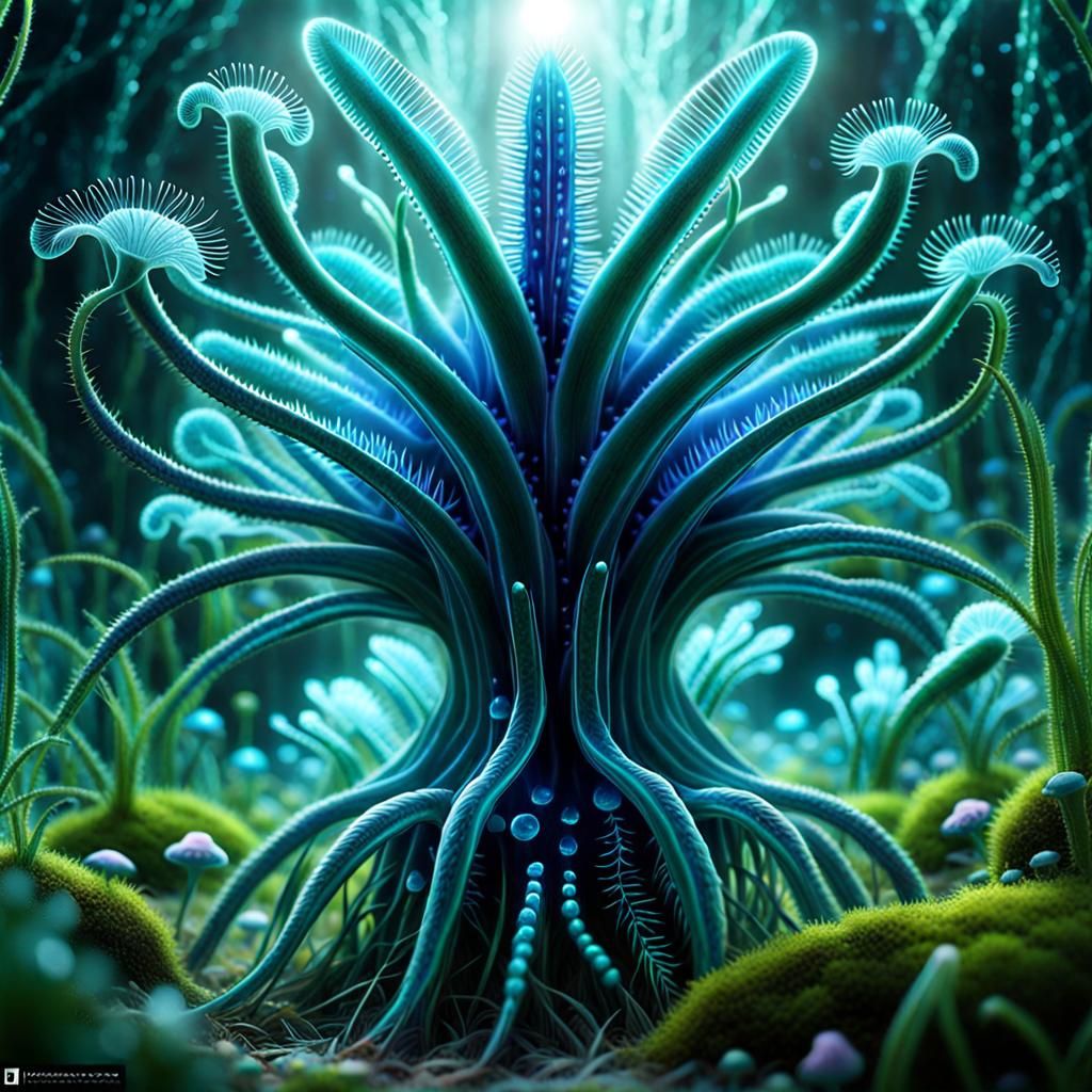 Bioluminescent Alien Plant in Enchanted Meadow