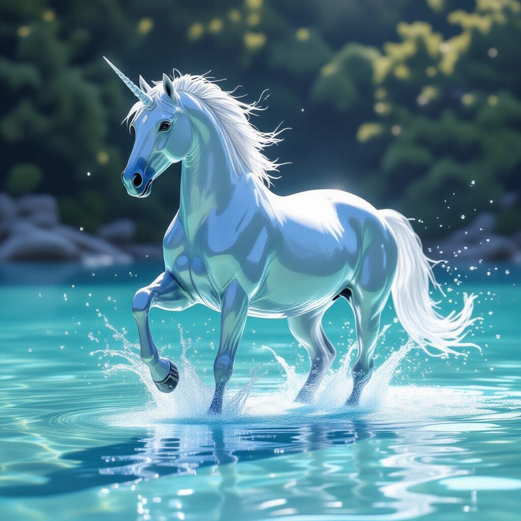 Water Horse Rears Up in Realistic Digital Art