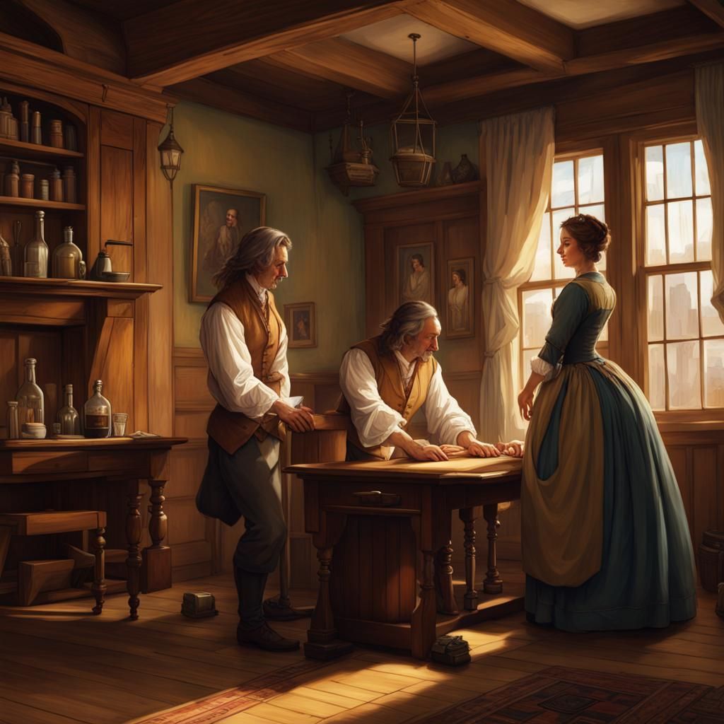 Colonial Innkeeper Shows Bedroom, circa 1700