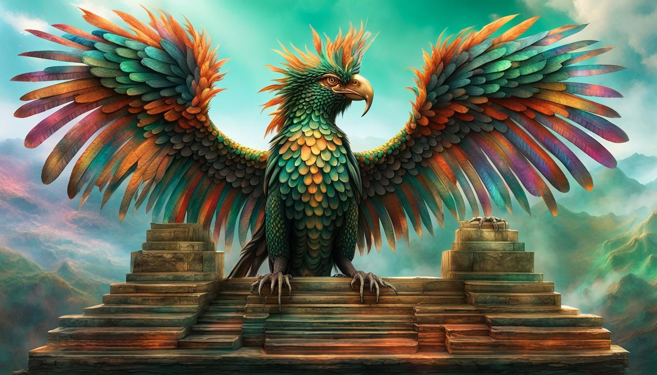 Quetzalcoatl  the Feathered Serpent god of the Aztecs, with ...