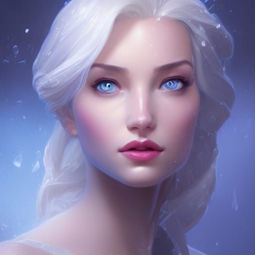Icy Elsa Portrait in Hyperdetailed Style