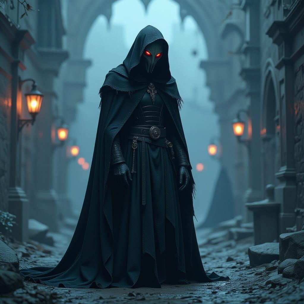 Eerie Alien Vampire in Gothic Cyberpunk Style