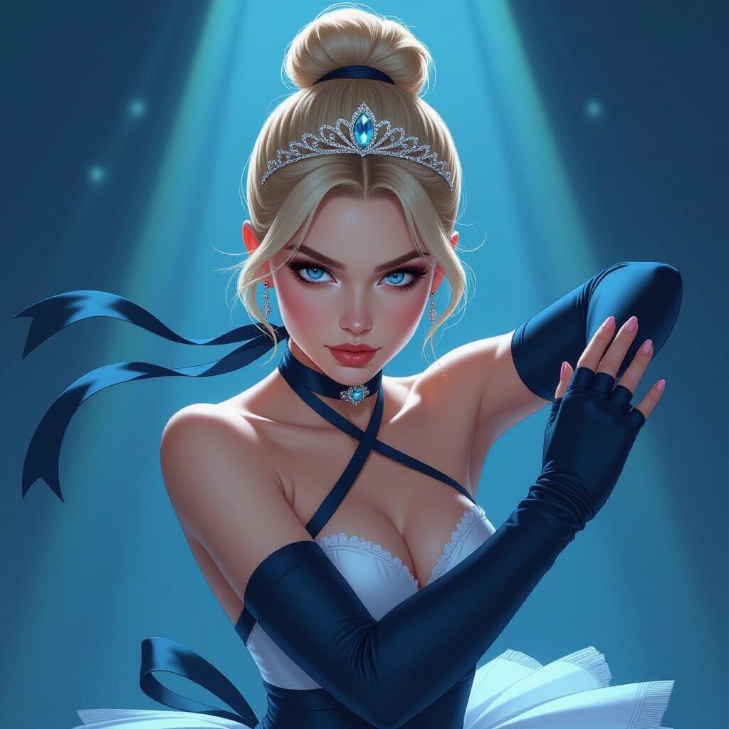 Ballerina Ninja with Blonde Hair and Blue Eyes in Concept Ar...