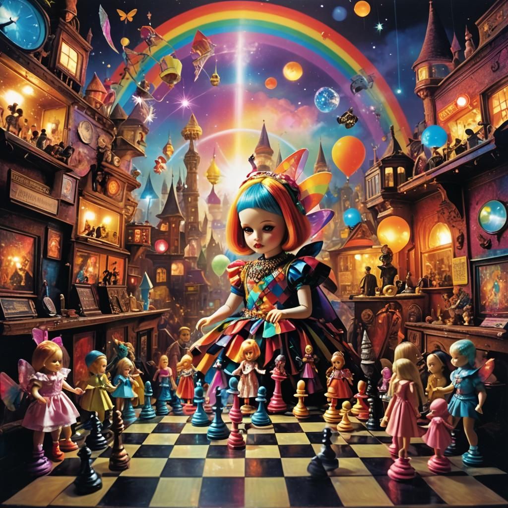 Surreal Collage: Child's Fantasy in Altered Art Style