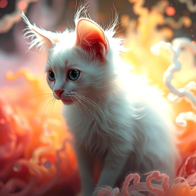 Hyperrealistic Ghost Cat Splash Art