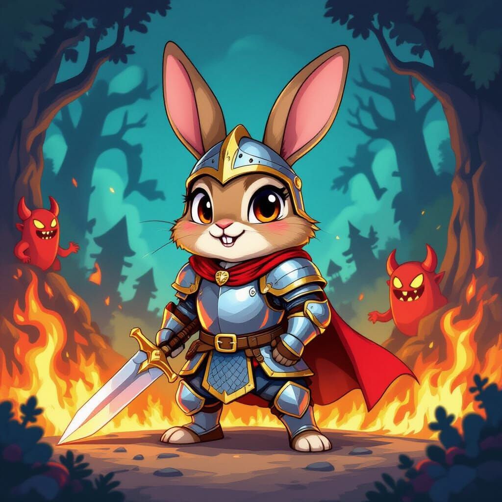 Rabbit Knight's Cartoon Hellish Journey