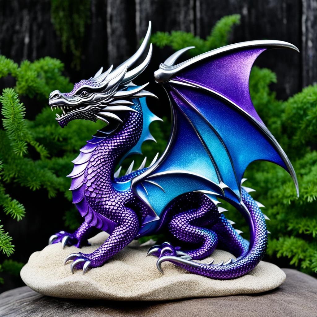 Whimsical Dragon Sculpture with Gothic Elements