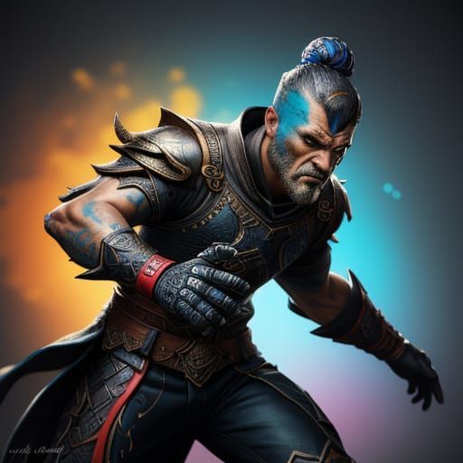 Hyperrealistic Figure in Vibrant Colors and Lighting