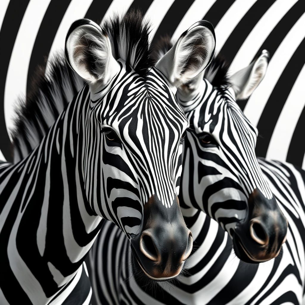 Optical Illusion Zebras in Kinetic Art Style