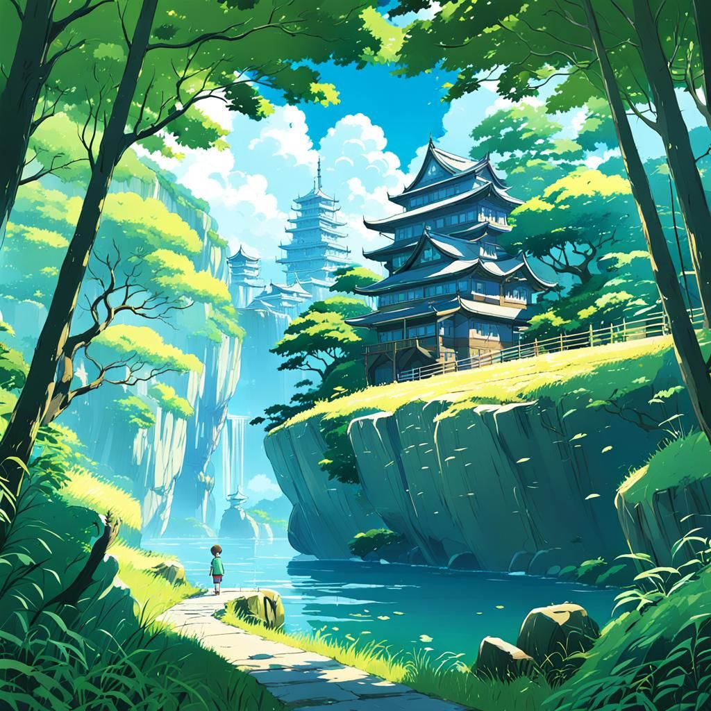 Studio Ghibli Anime Key Visual in Shinkai Style