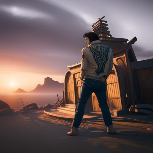 Detailed Matte Painting of Elvis in Unreal Engine