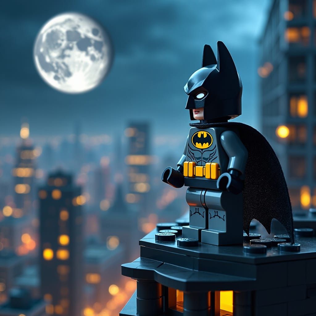 Lego Batman protecting Lego Gotham