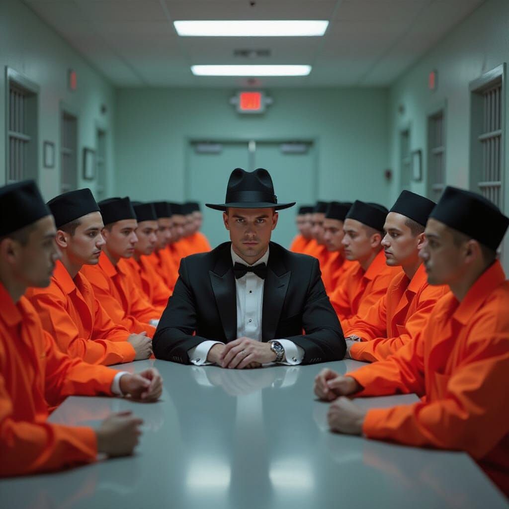 Jail Cafeteria Staredown in a Tuxedo