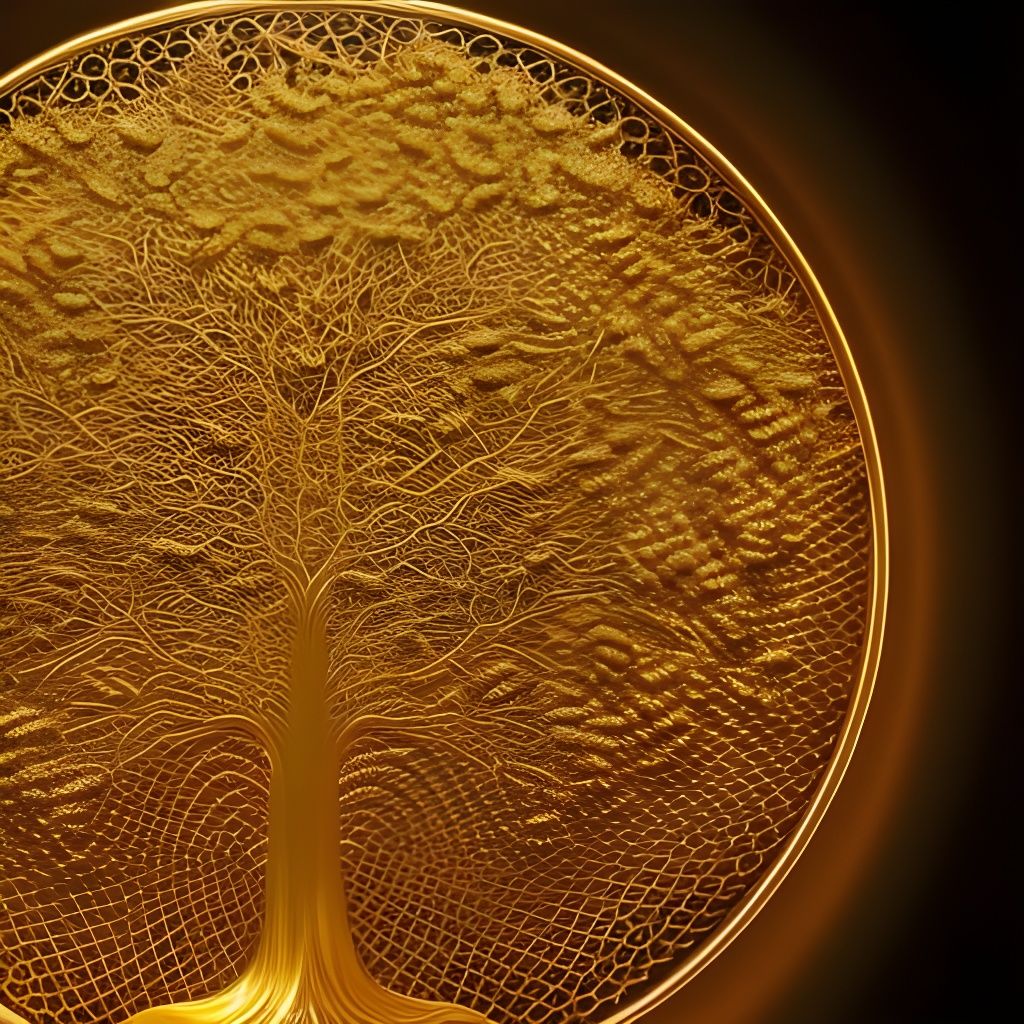 Golden Tree of Life with Golden Bees