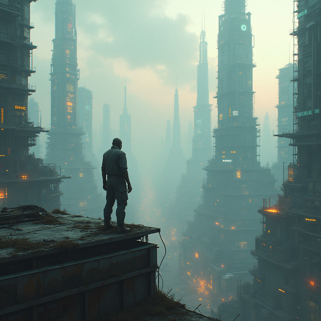 Futuristic Cityscape: Cyberpunk Dystopian Utopia