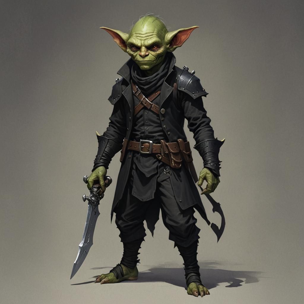 Handsome Goblin Rogue in Black Attire