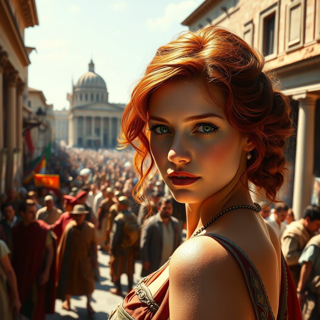 Redhead Silhouette Reveals Ancient Roman Market