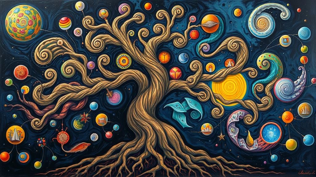 Surreal Tree of Life in Dreamlike Oil Painting Style
