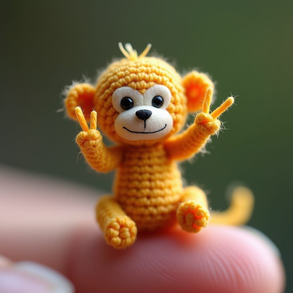 Macro Shot of Cute String Monkey Toy