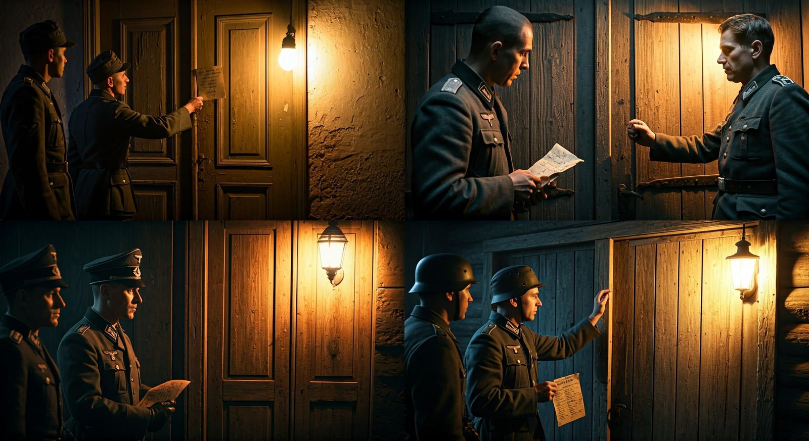 German Soldiers at a Jewish Door in Poland, 1940, in Realist...