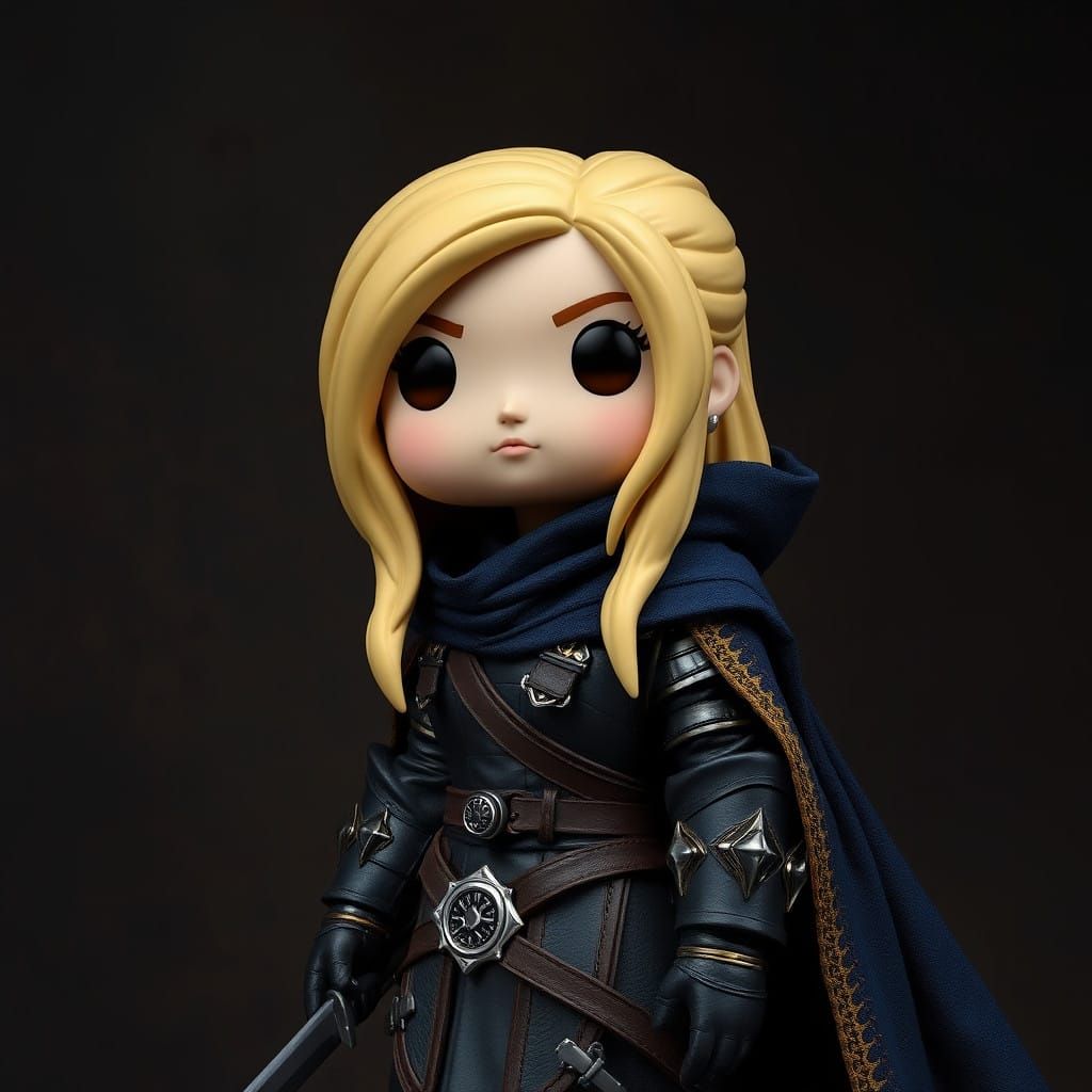 Medieval Thief in Funko Pop Style with Dark Cape and Golden ...