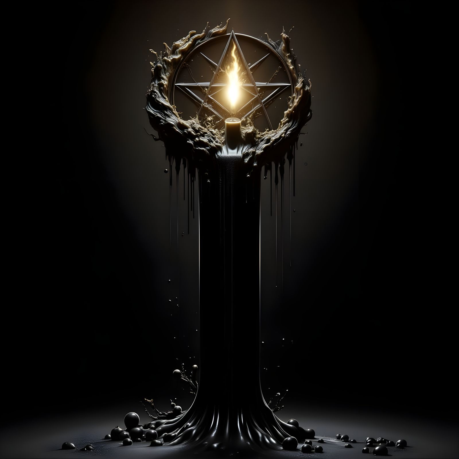 Dark Magic: Melting Black Candle with Hexagram