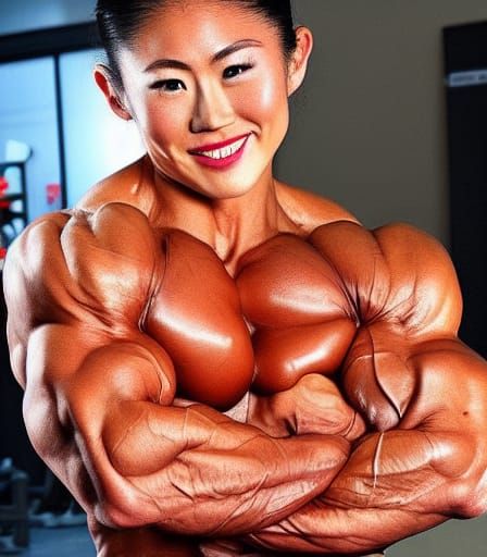 Extremely Muscular Japanese Female Bodybuilder