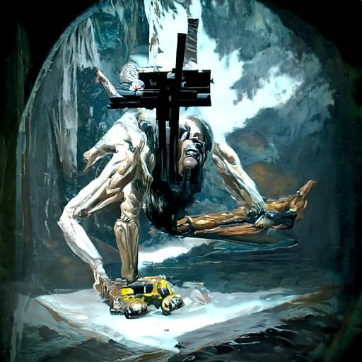 Surreal Corpse of God Oil Painting