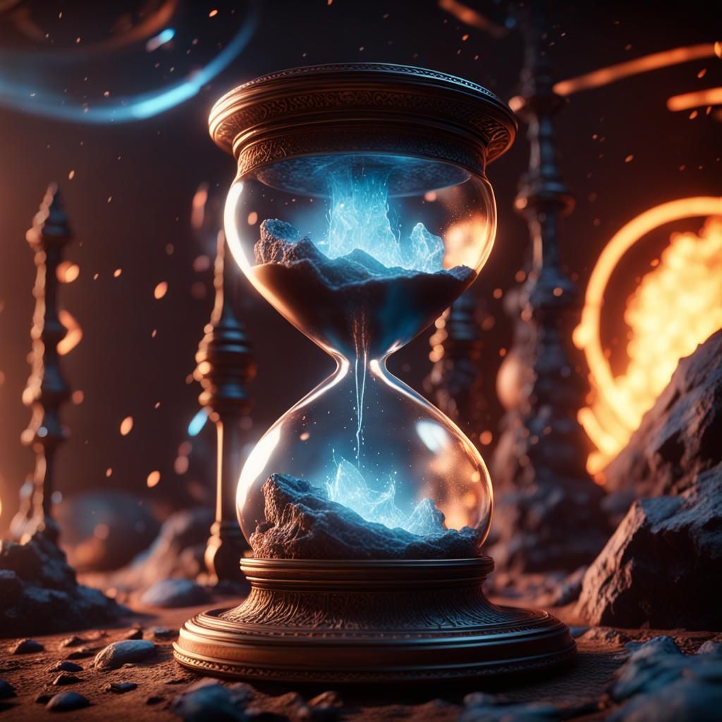 Hourglass of Dark Energy Erupts in Dreamlike 3D Rendering