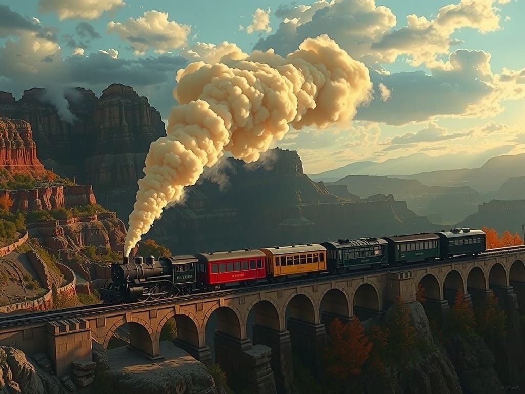 Steam Train Crosses Canyon: Cinematic Realism