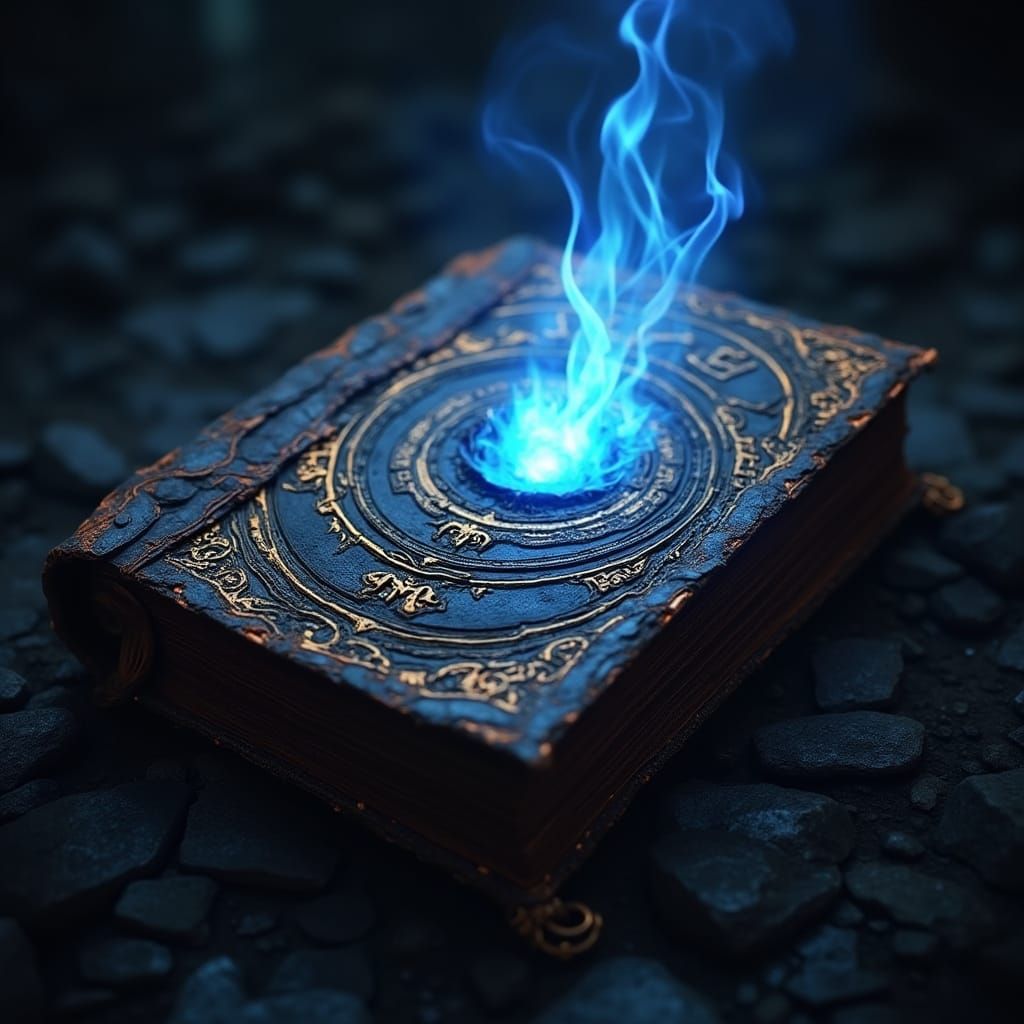 Ethereal Book Inferno in Dark Fantasy Style